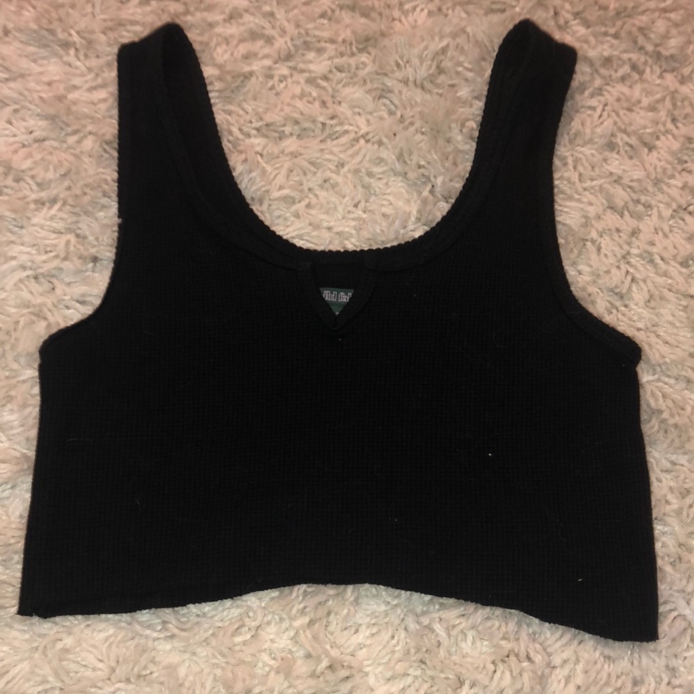 Wild Fable Waffle Knit Black Crop Top Size M